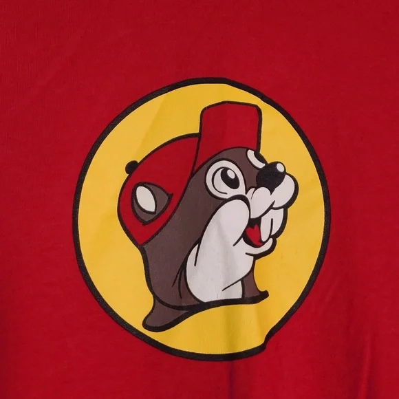Buc-ee's Red Classic Yellow Beaver  Logo Tee Tshirt Unisex Top Size XL - Picture 3 of 9